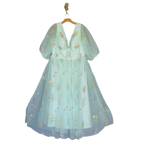 Fairy Butterfly Floral Embroidery Peasant Dress 20W Cottagecore Coquette Wedding - Picture 7 of 16